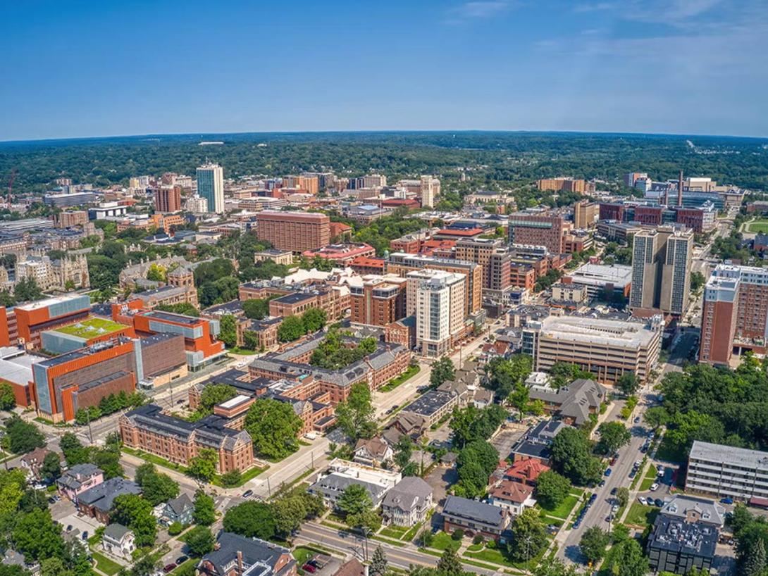 campus aerial photo facing northwest