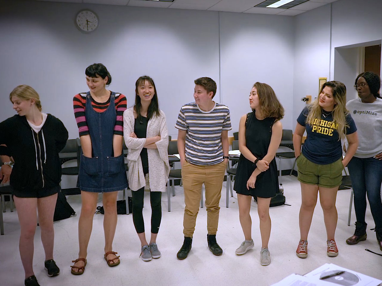 Students lined up in class