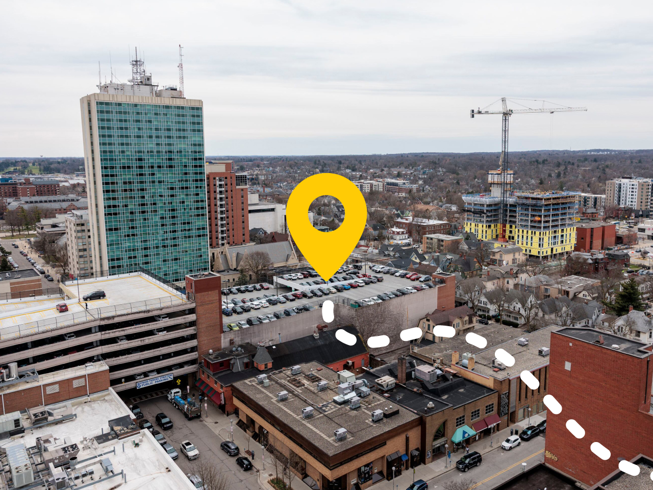 Aerial view of 530 E. Liberty and the surrounding area