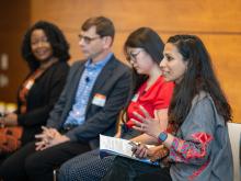 A panel of speakers at a Dialogue Michigan event