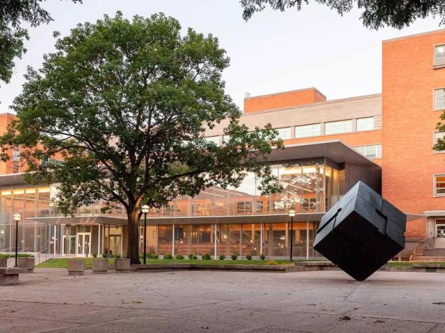 Photo of the LSA building and cube