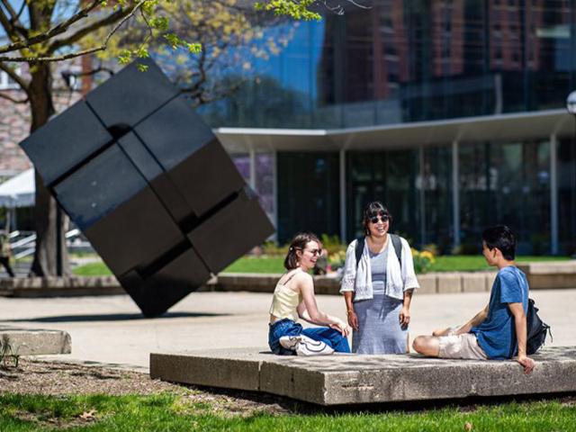 Photo of the LSA building and cube