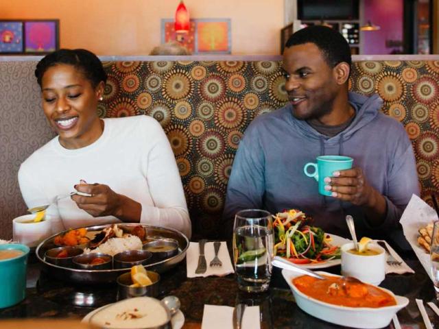 People eating at a restaurant